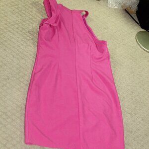 C. Luce Women's Medium Fuchsia Pink Stretch One Shoulder Cocktail Dress